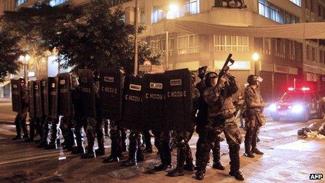 Rio police in Sao Paulo on 18 June 2013