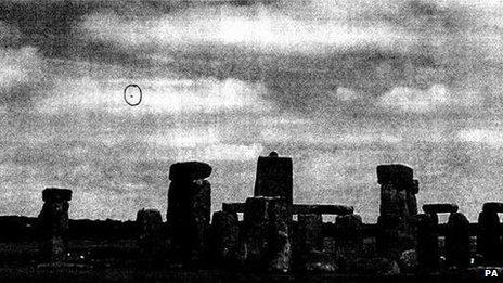 Undated handout photo issued by The National Archives of a photograph apparently showing a "UFO" by Stonehenge, Wiltshire, January 2009