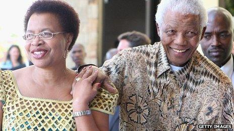 Nelson Mandela (R) and his wife Graca Machel - 2 April 2009