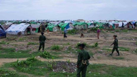 Burmese soldiers at a Rohingya camp