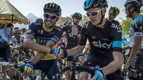 Alberto Contador and Chris Froome at the 2013 Tour of Oman