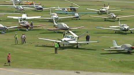 Alderney Fly-in: planes parked at the airport