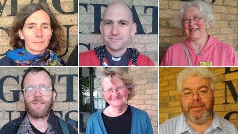 Henrietta Cullinan, Keith Hebden, Susan Clarkson, Christopher Cole, Penelope Walker and Martin Newall (clockwise from top left)