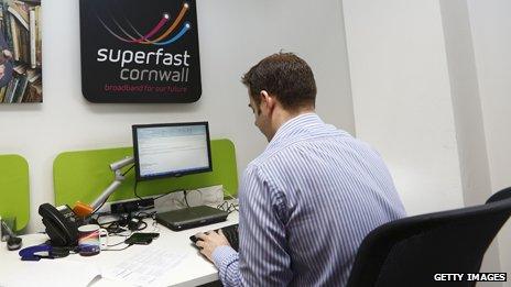 A man on a superfast computer in Cornwall