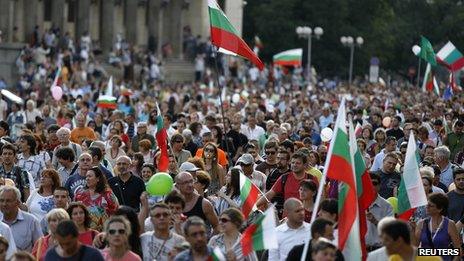 Bulgaria anti-government rally in Sofia, 4 Jul 13