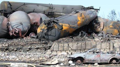 Police photos of aftermath of explosion in the Quebec town of Lac-Megantic