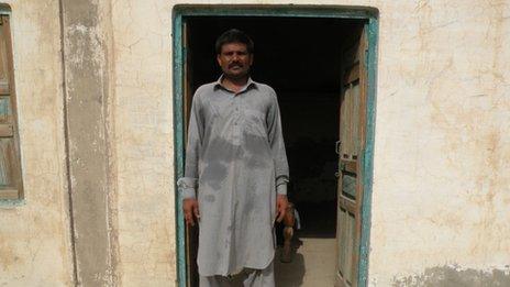 Mohammad Arif Ali, the younger of the Ali brothers, at the abandoned family house in Khwawar Kalan village, Darya Khan