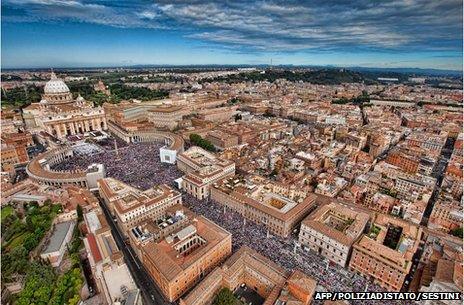 Aerial view of St Peter's Square during Pope John Paul II's beatification