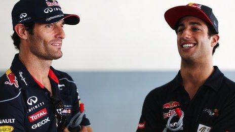 Mark Webber (left) with Daniel Ricciardo