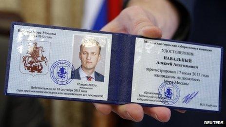 the candidate registration certificate of anti-corruption blogger Alexei Navalny