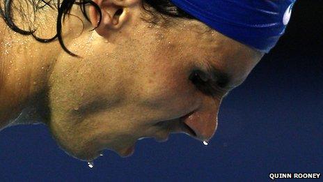 Rafa Nadal sweating