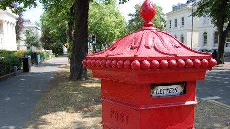 Penfold pillar box at corner of Bayshill Road and Parabola Road in Cheltenham
