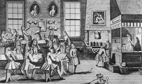 London coffee house, circa 1740