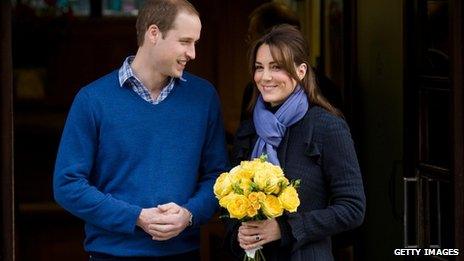 File picture from 6 December 2012 of the Duke of Cambridge and his wife Catherine, the Duchess of Cambridge