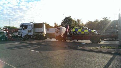 Stoke on Trent A500 closed both ways after three crashes BBC News