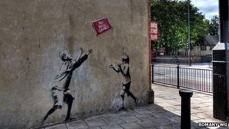 Banksy's No Ball Games mural removed from Tottenham wall - BBC News