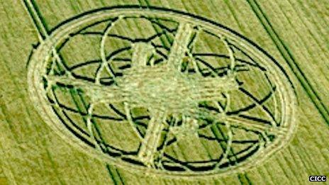 A crop circle in Alton Barnes, Wiltshire, reported in July 2013