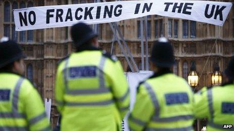 Environmentalists protesting against fracking