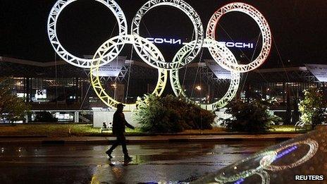 Olympic rings at Sochi airport (file image)