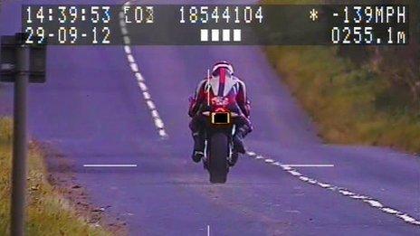 A motorcyclist captured speeding by North Yorkshire Police