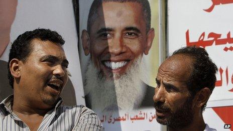 Poster mocking Barack Obama in Cairo