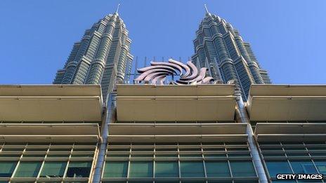 The Petronas Twin Towers in Kuala Lumpur