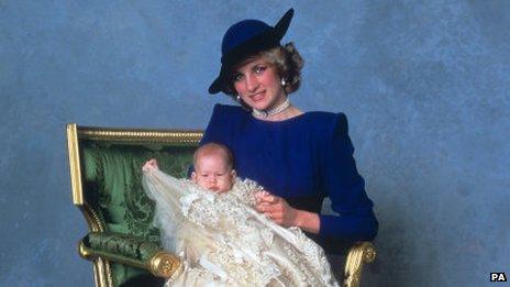 Prince Harry as a baby with his mother Princess Diana