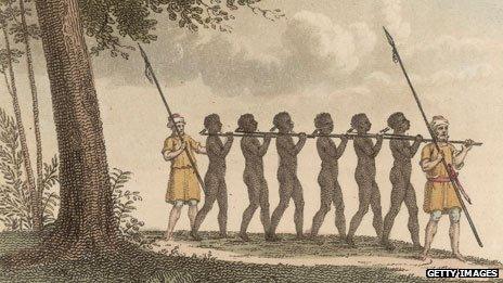Engraving of slaves from 1821