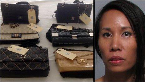 Kankamol Albon and seized handbags