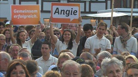 Merkel supporters in Rendsburg