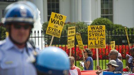 Anti-war protestors in front of the White House