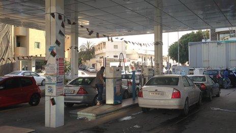 Petrol station in Tripoli in Libya