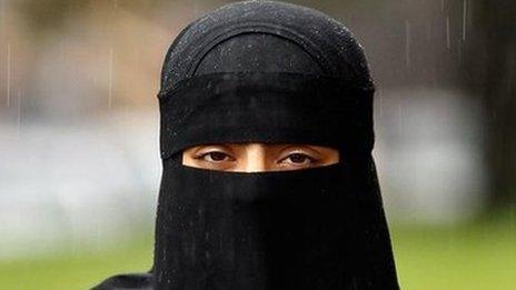 Woman wearing a niqab veil