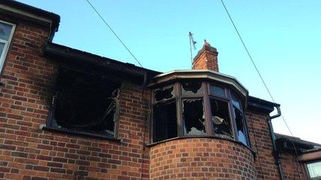 The fire-hit house in Leicester