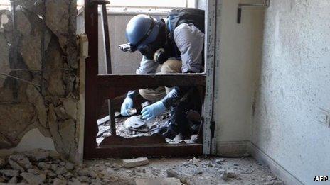 Weapons inspector in Damascus, 9 Aug