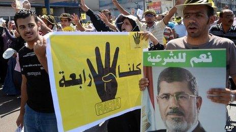 Protesters in Alexandria demand the reinstatement of Mohammed Morsi (20 September 2013)