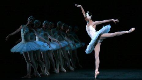 Ballet dancers from the National Ballet of China performing in Swan Lake