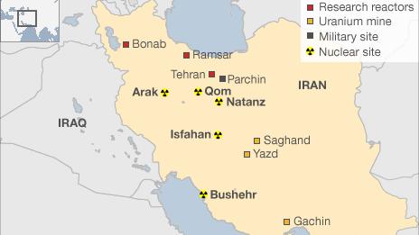 Key nuclear sites map