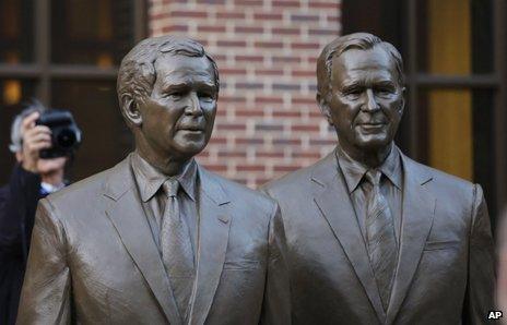Statue of George W Bush and George HW Bush