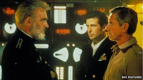 Sir Sean Connery, Alec Baldwin and Scott Glenn in The Hunt for Red October