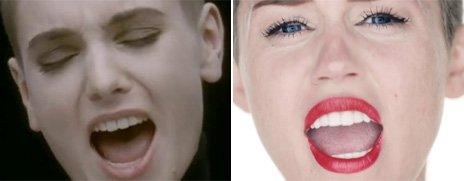 Still images from Nothing Compares 2U and Wrecking Ball