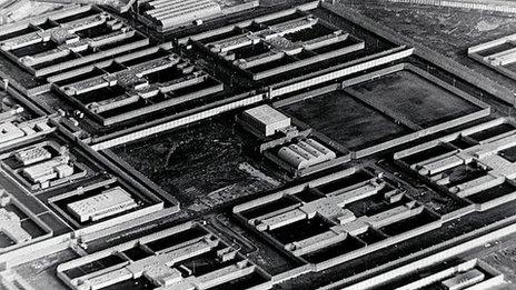 Aerial view of former Maze prison site