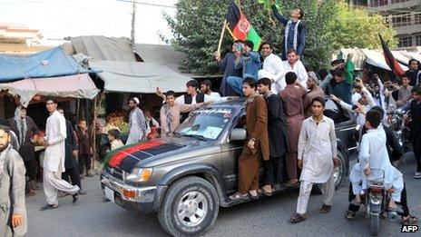 Fans celebrate in Jalalabad