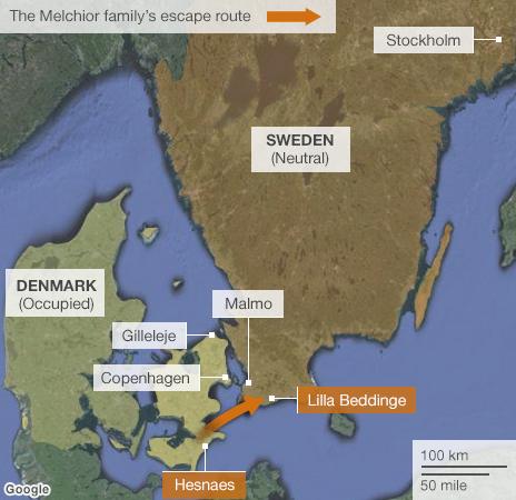Melchior family escape route map