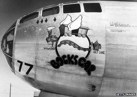 US military airplane nicknamed Bockscar which dropped the atomic bomb on Nakasaki, Japan, 09 August 1945