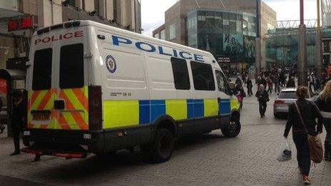 Police van in the Bullring, Birmingham