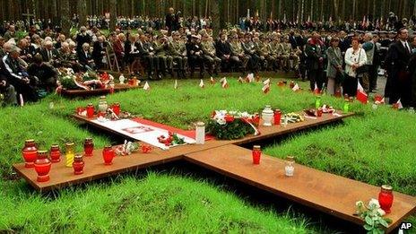 A memorial ceremony on the site of the mass graves in Katyn. File photo