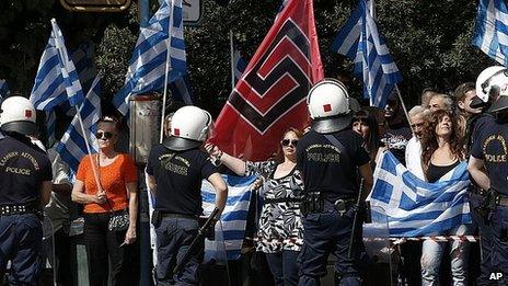 Golden Dawn supporters in Athens. 2 Oct 2013