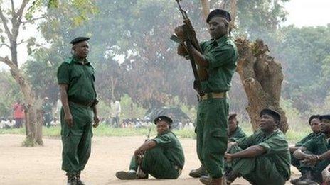 Taken in Mozambique's Gorongosa's mountains in November 2012 - fighters of former rebel movement Renamo receive military training