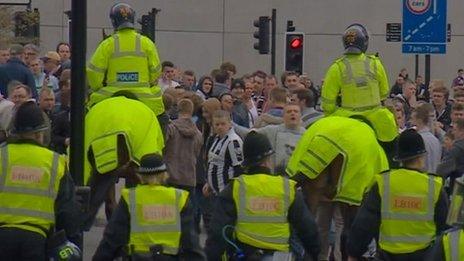 Police control crowds in Newcastle